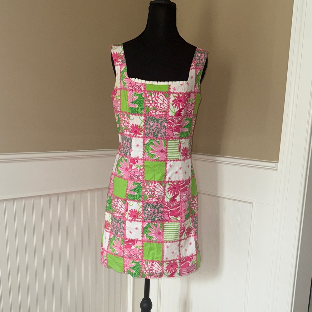 Lilly Pulitzer Pink and Green Patchwork Mini Dress